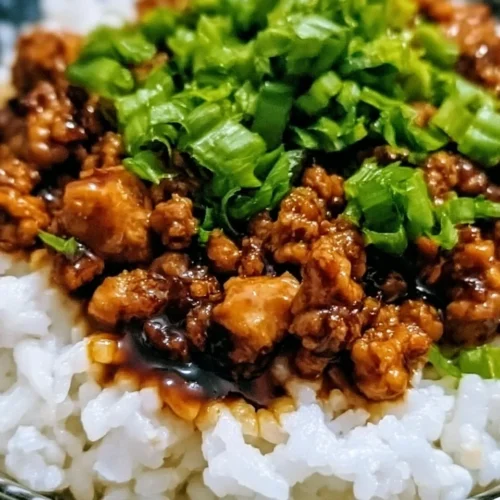 Delicious Honey Garlic Ground Turkey served on a plate with vegetables