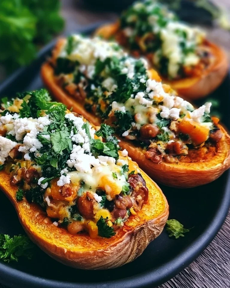 Delicious stuffed butternut squash filled with nutritious ingredients