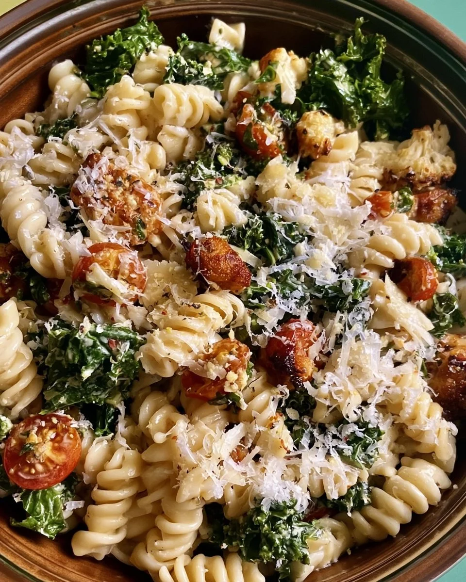 Kale Caesar Pasta Salad