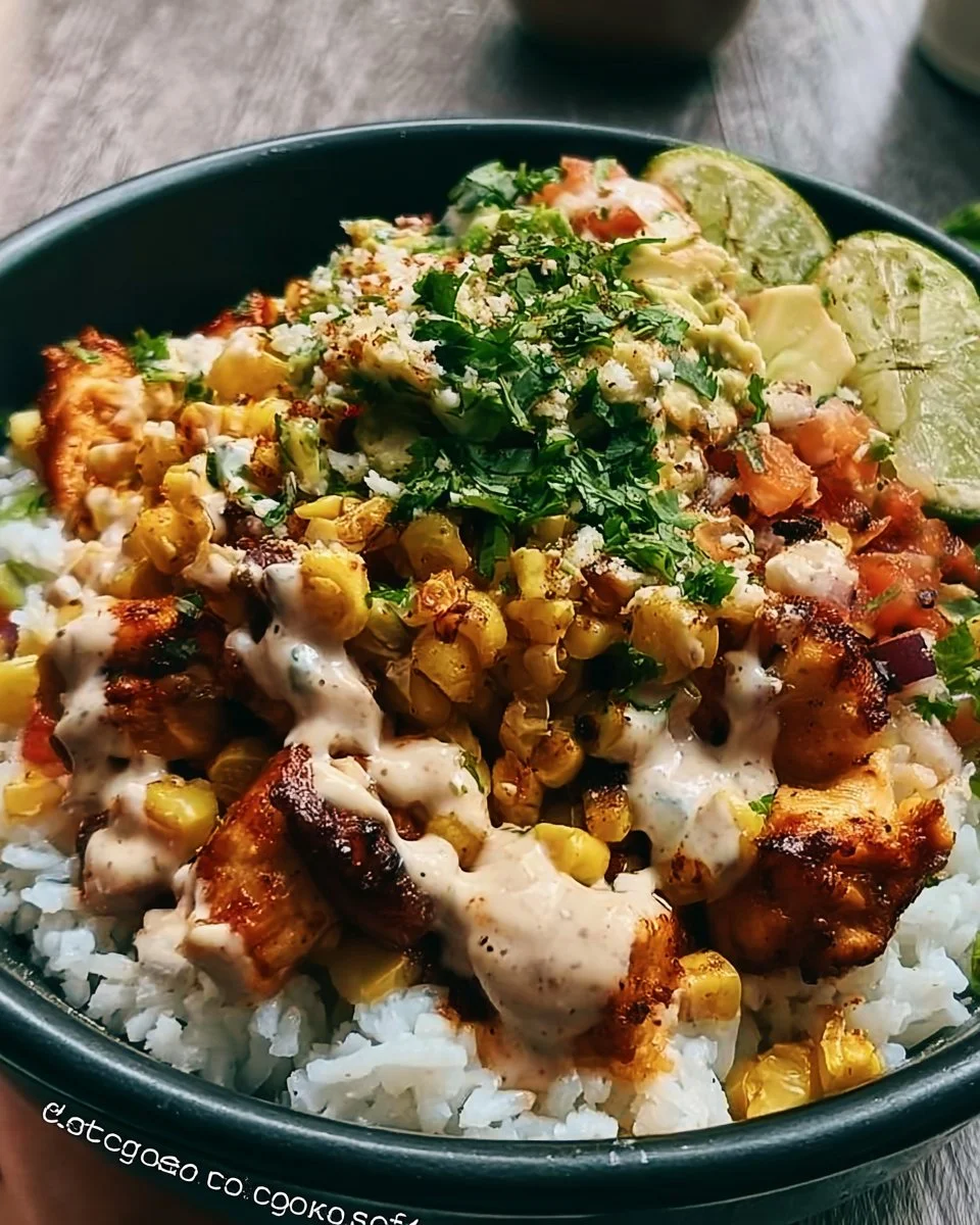 Street Corn Chicken Bowls with Rice