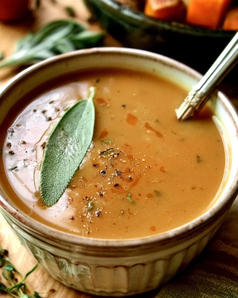 Delicious make-ahead cider and sage gravy in a serving bowl