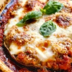 Plate of delicious Parmesan-Baked Eggplant garnished with herbs