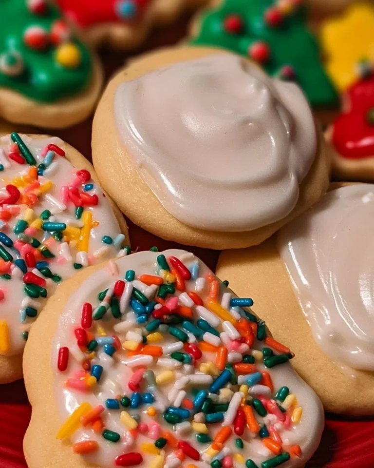 Delicious sugar cookie icing spread on freshly baked cookies